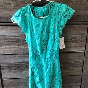 Cutout back teal cocktail dress